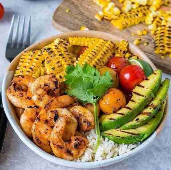 Grilled Shrimp Bowls + Cilantro-Lime Rice - Clean Eating Meal Prep that's Super easy, VERY delicious...
