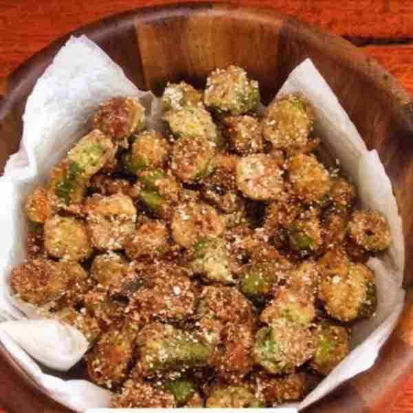 Fried okrie (okra) just like granny made. Not everyone likes it fried this way, just more for me
