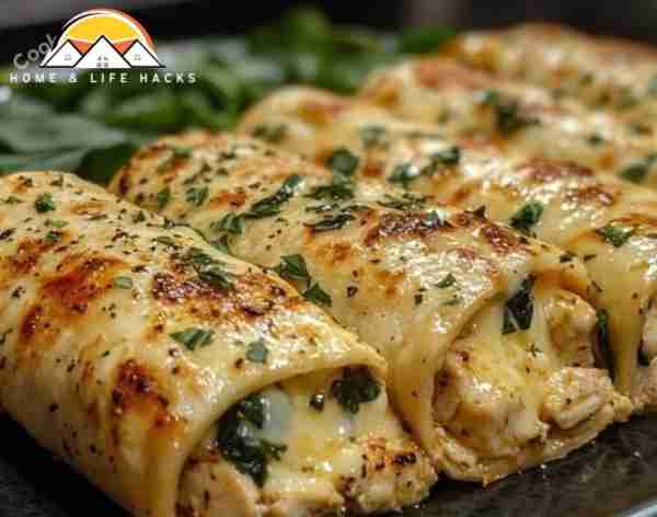Cheesy garlic chicken wraps Ingredients: - 2 cups cooked chicken, shredded or chopped - 1 cup mozza...