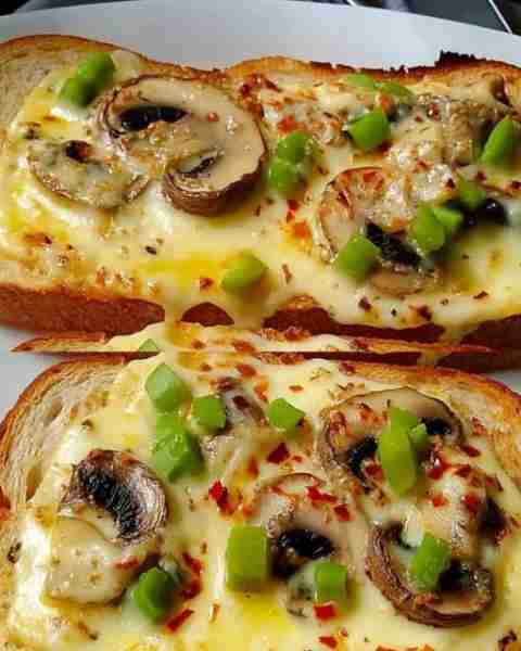 Cheesy Mushroom Toast Melts 🧀🍄 A melty, savory snack win that’s totally addictive! 📝 Ingredients:...