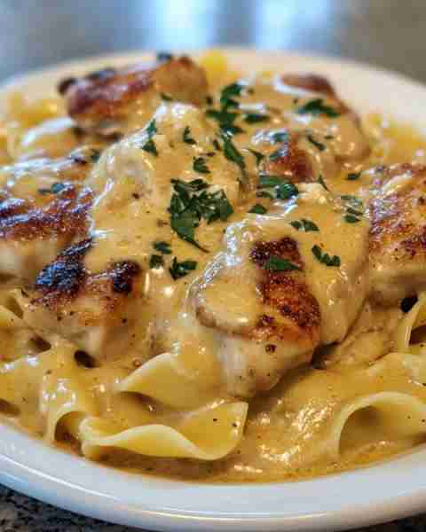 ONE-PAN CREAMY GARLIC BUTTER CHICKEN WITH NOODLES Ingredients: 2 boneless, skinless chicken breasts,...