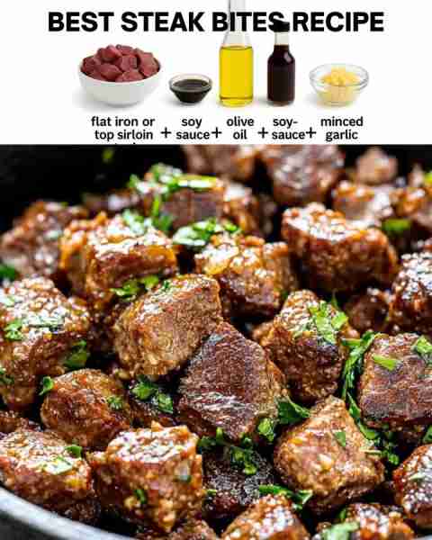 BEST STEAK BITES RECIPE "My boyfriend requested I make this and I had never even heard of it! Tracke...