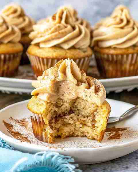 Cinnamon Sugar Swirl Cupcakes Yields: 12 cupcakes Prep Time: 20 mins Bake Time: 18–20 mins Ingredien...