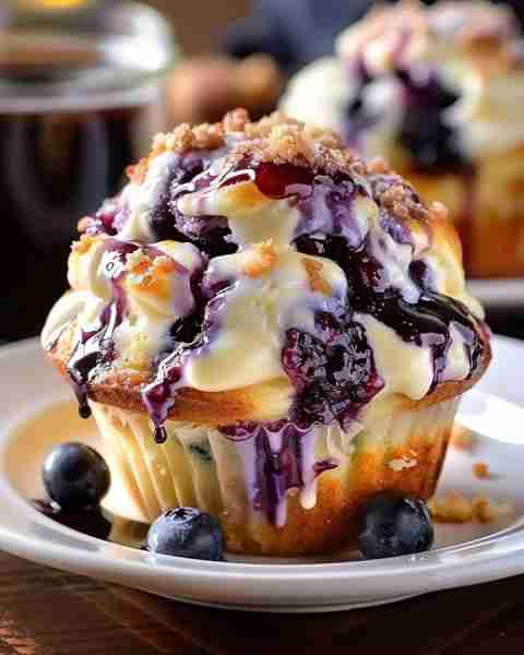 Blueberry Cream Cheese Muffins Soft and fluffy muffins with a delightful cream cheese filling and fr...