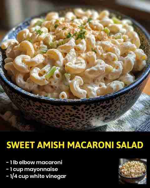 Sweet Amish Macaroni Salad Looking for a delicious side dish to bring to your next summer BBQ? Try o...