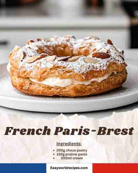 🇫🇷 Classic Paris-Brest (Praline Cream Pastry) ✨ A delicate choux pastry ring filled with luscious p...