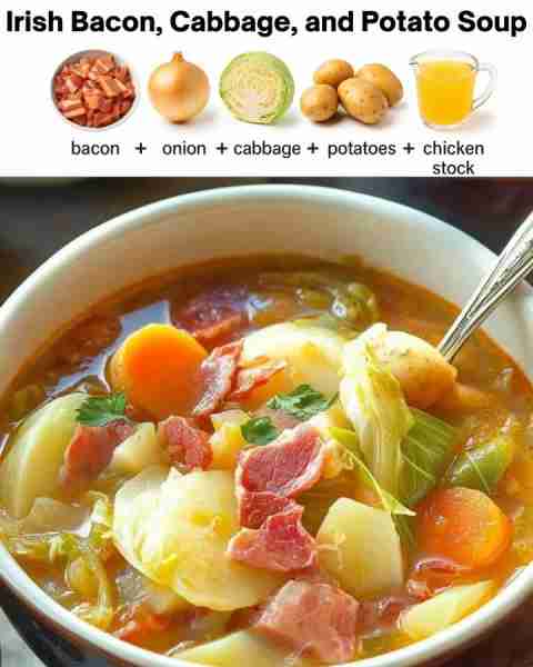 Irish Bacon, Cabbage, and Potato Soup 😍 Recipe in top R.E.P.L.Y😍