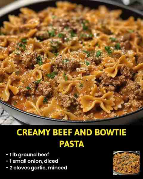Creamy Beef and Bowtie Pasta Indulge in the comforting flavors of this decadent Creamy Beef and Bowt...