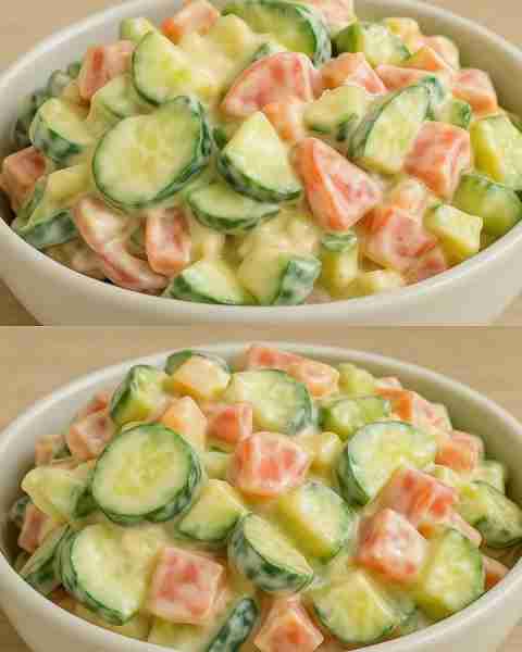 Cucumber Salad Recipe Ingredients: 3 small cucumbers 1 small carrot 1 tomato 1/4 small red onion 1 t...