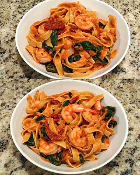 Sun-Dried Tomato Shrimp with Spinach Pasta Creamy Shrimp Pasta with Sun-Dried Tomatoes and Baby Spin...