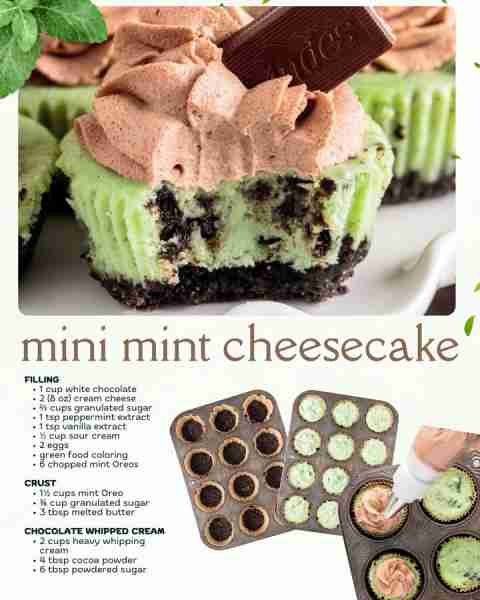 Minty, chocolatey, and totally irresistible! 🍃✨ Who’s adding these Mini Mint Cheesecakes to their...