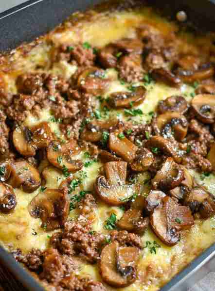 This Hamburger Mushroom Bake brought me back to those cozy weeknights when money was tight, but love...