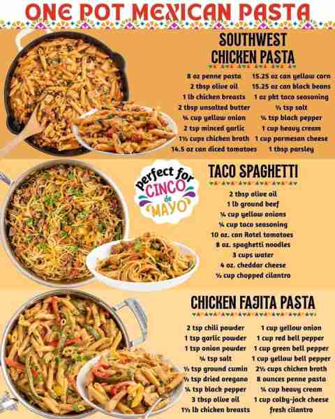 ONE POT MEXICAN PASTA! SOUTHWEST CHICKEN PASTA: 8 oz penne pasta 2 tbsp olive oil 1 lb chicken breas...