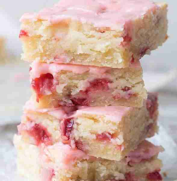 Strawberry Lemon Blondies! Easy No Box Mix & Bursting with YUM! RECIPE BELOW! 🍓🍋