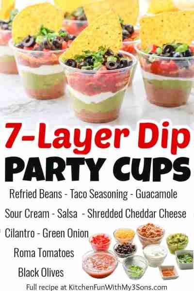 7-LAYER DIP CUPS - for individual dipping! Perfect for Cinco de Mayo!! Full Recipe ⤵️