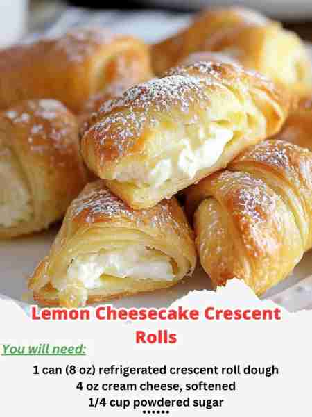 Lemon Cheesecake Crescent Rolls 📋 Ingredients For the Crescent Rolls: 1 can (8 oz) refrigerated cre...