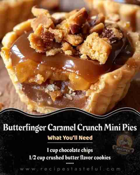 Butterfinger Caramel Crunch Mini Pies 🍪🍮 Prepare to take your dessert game to new heights with the...