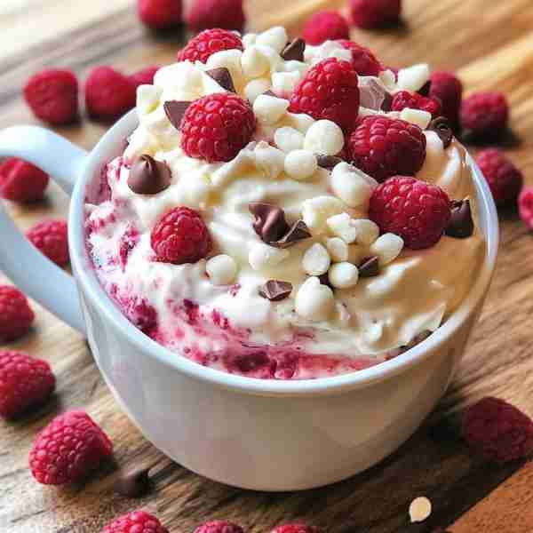"🍰 WHITE CHOCOLATE RASPBERRY MUG CAKE 🍓 (Your new favorite) 📝 INGREDIENTS: 4 tablespoons all-purp...