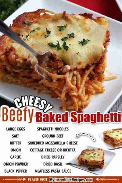 Cheesy Beefy Baked Spaghetti 🍝🍽 Heavenly Layers of melty Cheese & Seasoned beef make for one Incred...