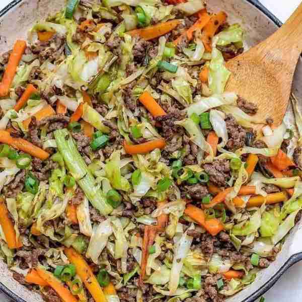 Beef Unstuffed Egg Roll Stir Fry "My husband made this tonight, it was phenomenal!" -Christine Meine...