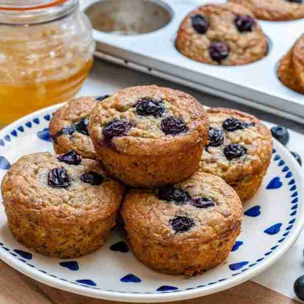 Blueberry Zucchini Breakfast Muffins Fluffy, naturally sweetened and full of nutritious whole foods!...
