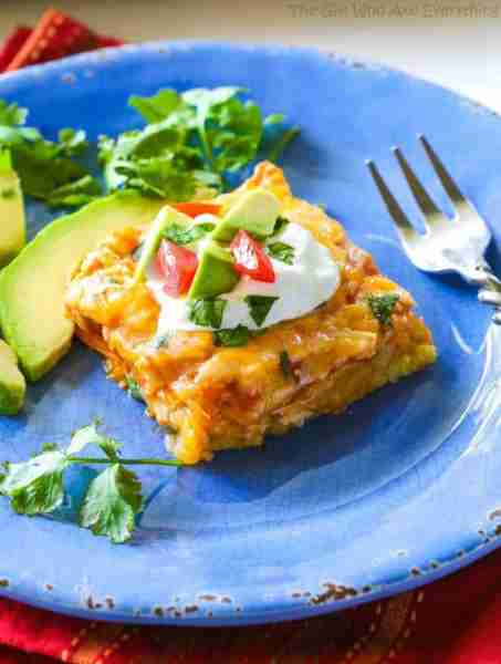 This Chicken Tamale Casserole has a sweet cornbread crust topped with enchilada sauce and tender chi...
