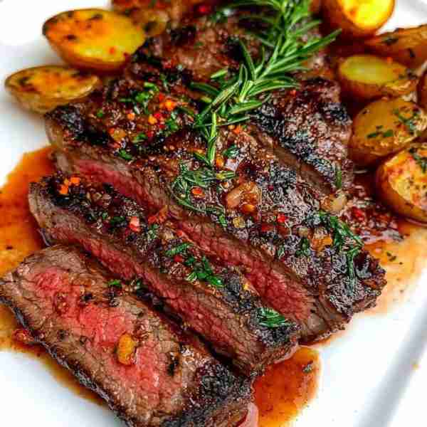 Grilled Steak with Roasted Potatoes and Savory Sauce Ingredients: For the Steak: 2 thick-cut steaks...