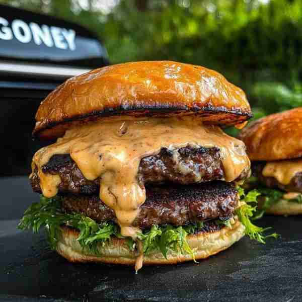Double-Stack Cheeseburger with Spicy Mayo Ingredients (Serves 2)For the Burgers: 1 lb (450g) ground...