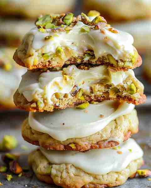 Creamy Pistachio White Chocolate Cookies Ingredients: 1 cup unsalted butter, softened 1 cup granulat...