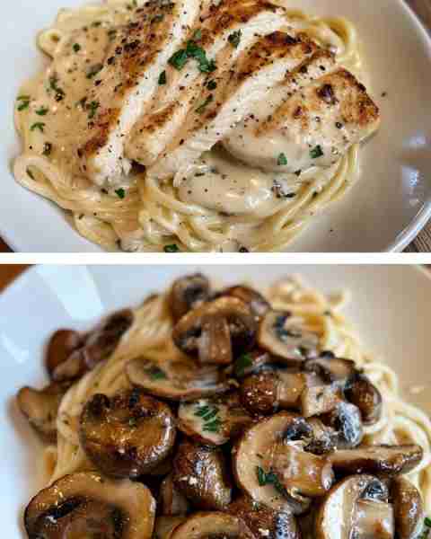Chicken Alfredo with Roasted Mushrooms Creamy Chicken Alfredo with Roasted Garlic Mushrooms Ingredie...