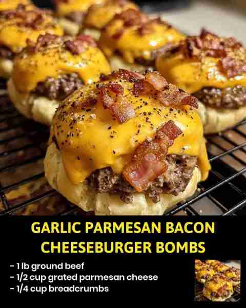 Garlic Parmesan Bacon Cheeseburger Bombs Who can resist the delicious combination of garlic, parmesa...