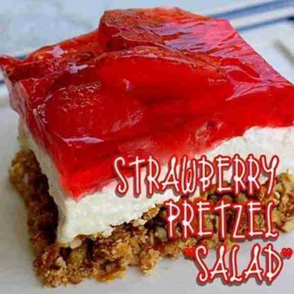 Strawberry Pretzel Salad 2 1/2 cups crushed pretzels 3 tablespoons sugar 3/4 cup butter or margarine...