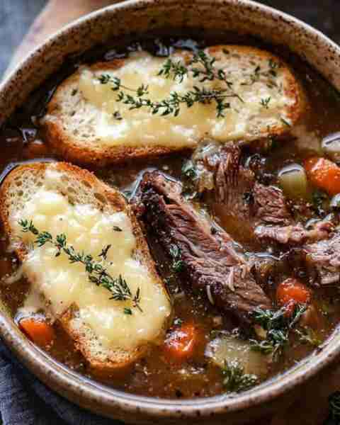 French Onion Short Ribs with Gruyère Cheese Toast Hey friends, I tried this recipe on a rainy evenin...