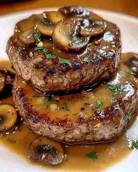 Beef Steaks with Mushroom Sauce Ingredients 4 beef steaks (approximately 180g each, ribeye or fillet...