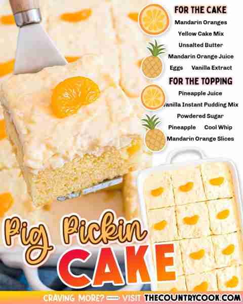 Pig Pickin’ Cake is an easy cake that starts with a boxed cake mix, mandarin oranges and crushed pin...