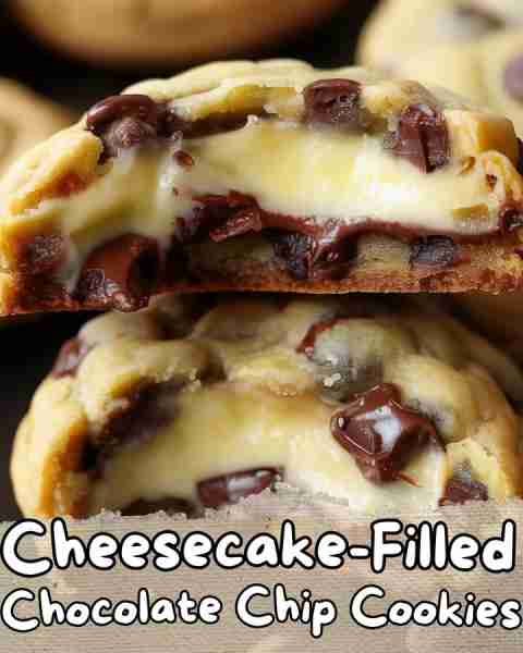 ⬇️ Cheesecake-Filled Chocolate Chip Cookies 😋⬇️ Indulge in a delightful treat that combines the cre...