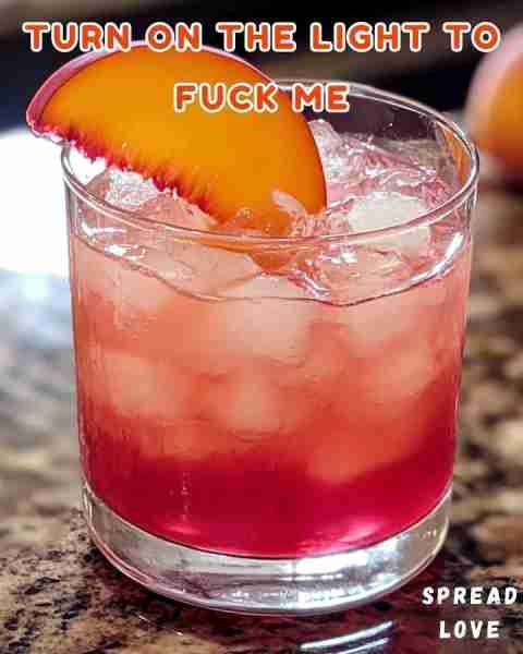 **TURN ON THE LIGHT TO FUCK ME** Ingredients: 1.5 oz Vodka 1 oz Peach Schnapps 2 oz Cranberry Juice...
