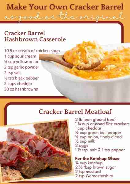 Make your own cracker barrel as good as the original!!! Ingredients 1. Cracker Barrel Hashbrown Cass...