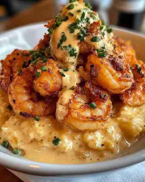 Crispy Shrimp & Grits with Crab Cream Sauce Ingredients: For the Shrimp: 1 lb jumbo shrimp, peeled &...