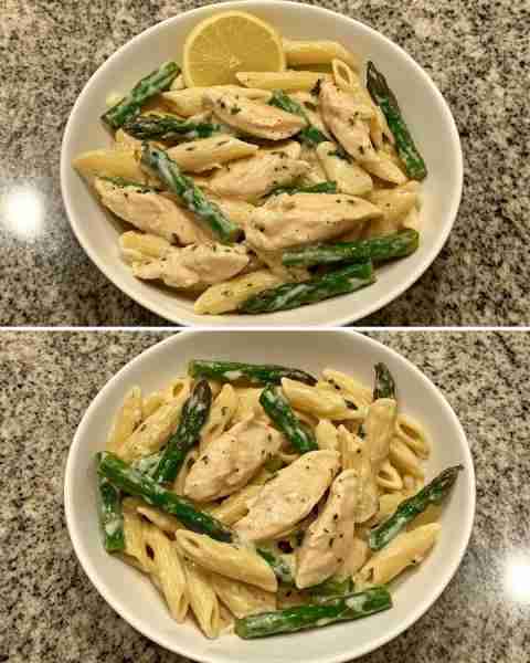Creamy Lemon Chicken Pasta with Asparagus Zesty Cream Chicken Penne with Fresh Asparagus and Lemon C...