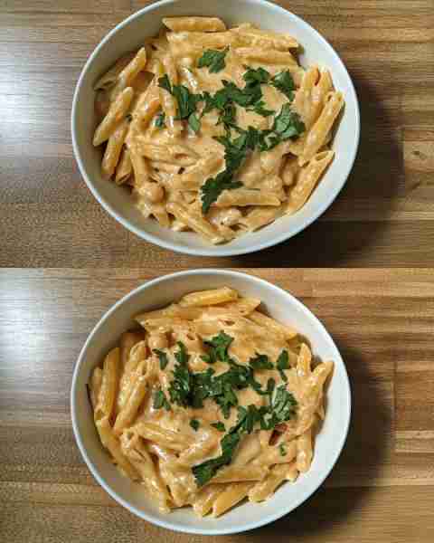 Creamy Chickpea Alfredo Pasta Velvety Chickpea Alfredo with Herb-Infused Pasta Ingredients: 8 oz who...