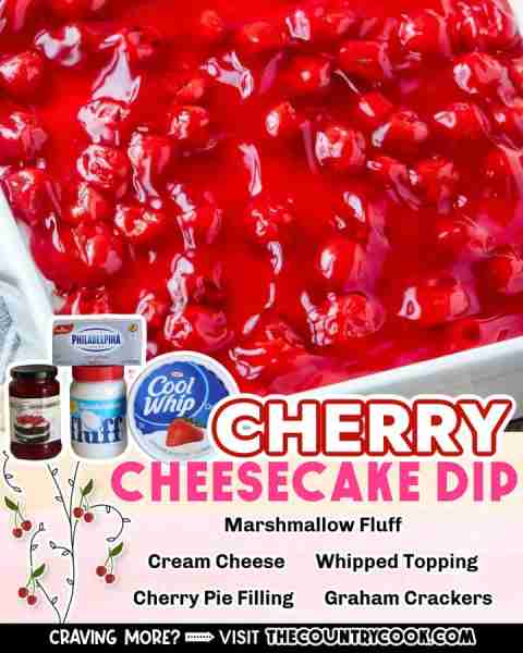 No-Bake Cherry Cheesecake Dip is the ultimate dessert dip! Easier than making a cheesecake but all t...