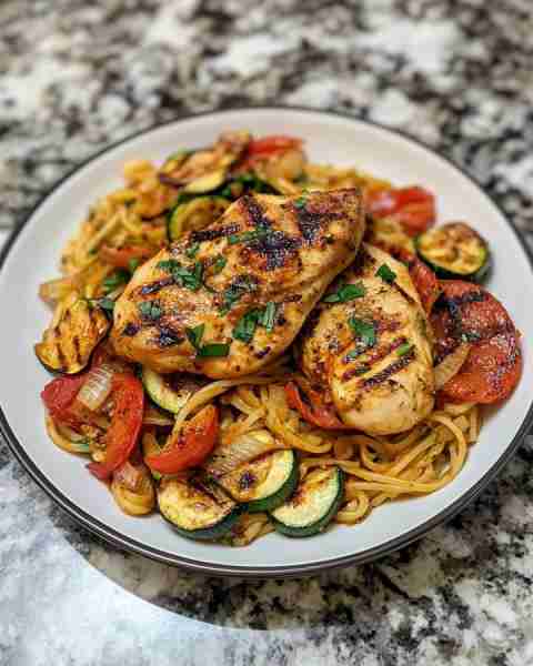 Grilled Chicken with Fennel and Zucchini Pasta Garden Herb Chicken Pasta with Fennel and Zucchini Ri...