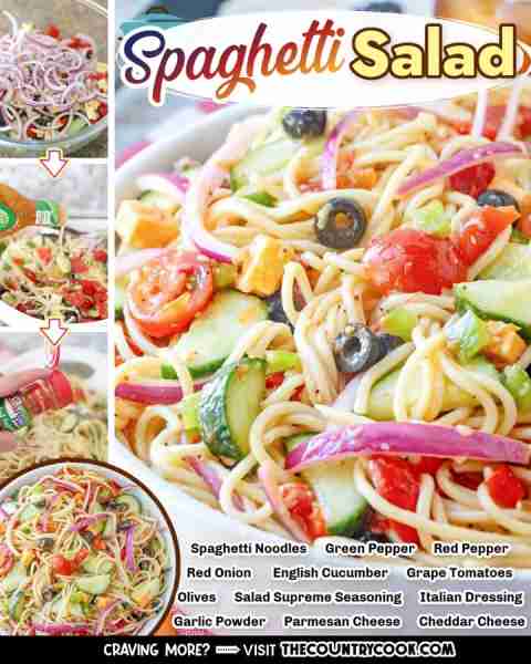 This summer Spaghetti Salad recipe is a classic and is full of veggies, cheese, seasoning and tossed...