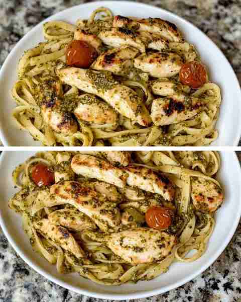 Grilled Chicken Pasta with Pesto Yogurt Sauce Creamy Pesto Yogurt Chicken Pasta Delight Ingredients:...