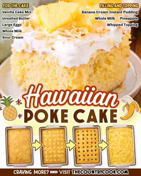 This moist Hawaiian Poke Cake is the perfect summertime dessert! Pineapple and coconut flavors combi...