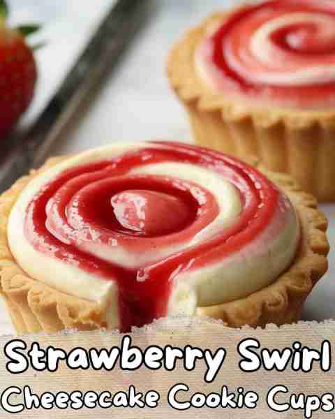 ⬇️ Strawberry Swirl Cheesecake Cookie Cups 😋⬇️ Indulge in these delectable Strawberry Swirl Cheesec...