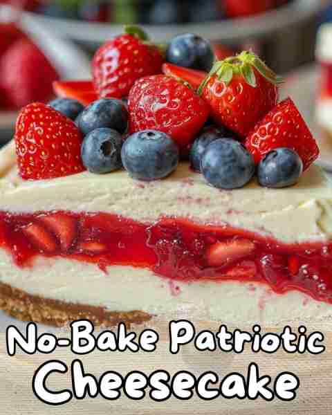 ⬇️ No-Bake Patriotic Cheesecake 😋⬇️ Celebrate in style with this delightful no-bake cheesecake, per...