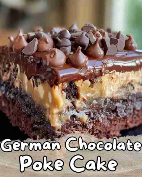 ⬇️ German Chocolate Poke Cake 😋⬇️ This delightful German Chocolate Poke Cake is a must-try for dess...