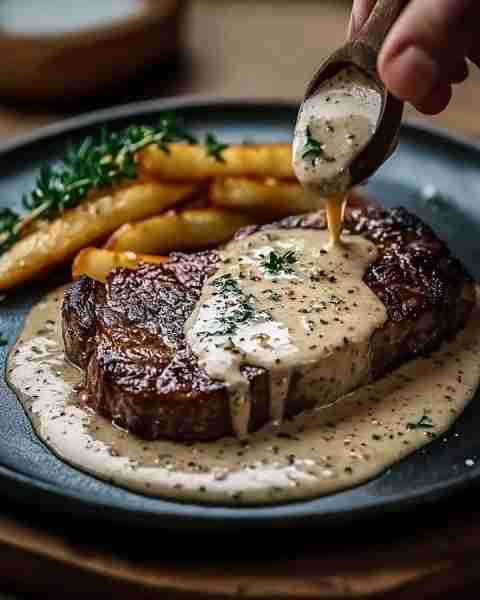 Ribeye Steak with Velvety Garlic Cream Sauce - A Culinary Delight for the Palate 🍽️🧄 Treat your tas...